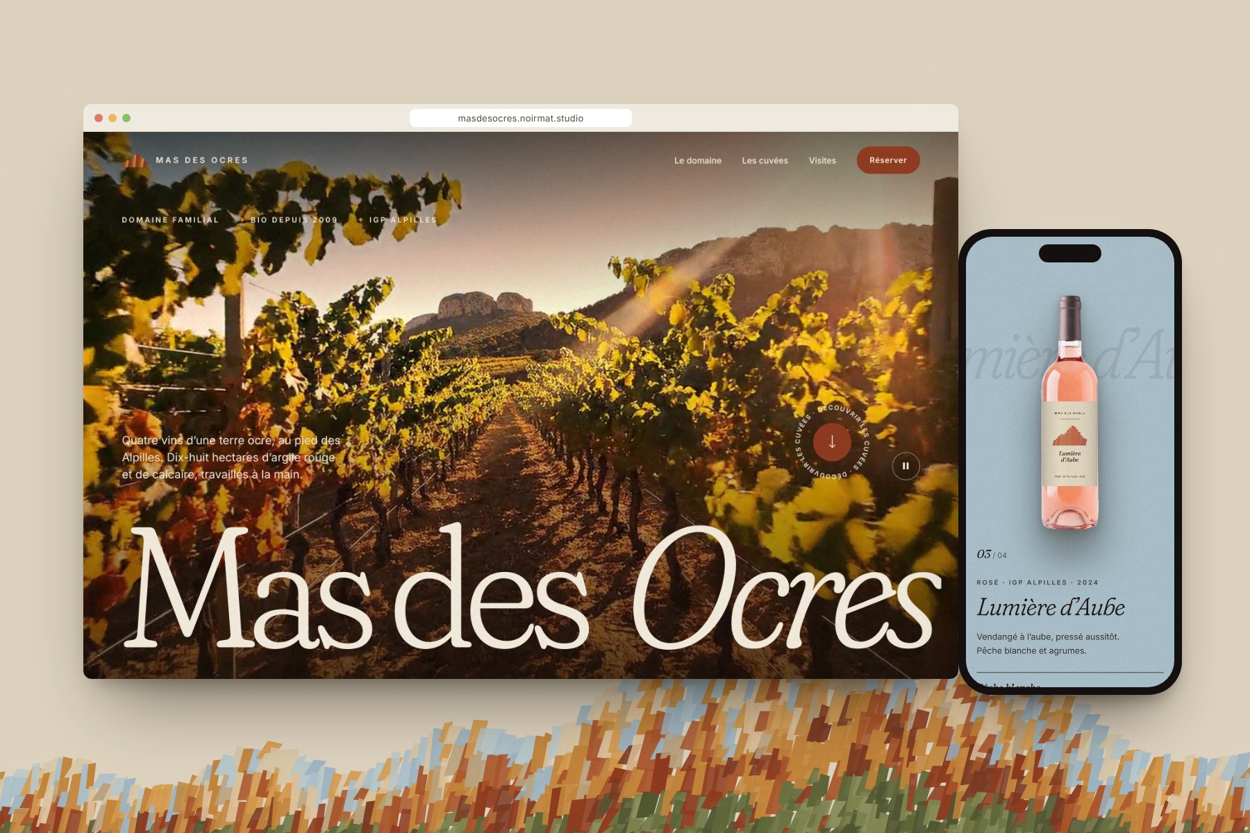 Site du Mas des Ocres sur ordinateur et téléphone